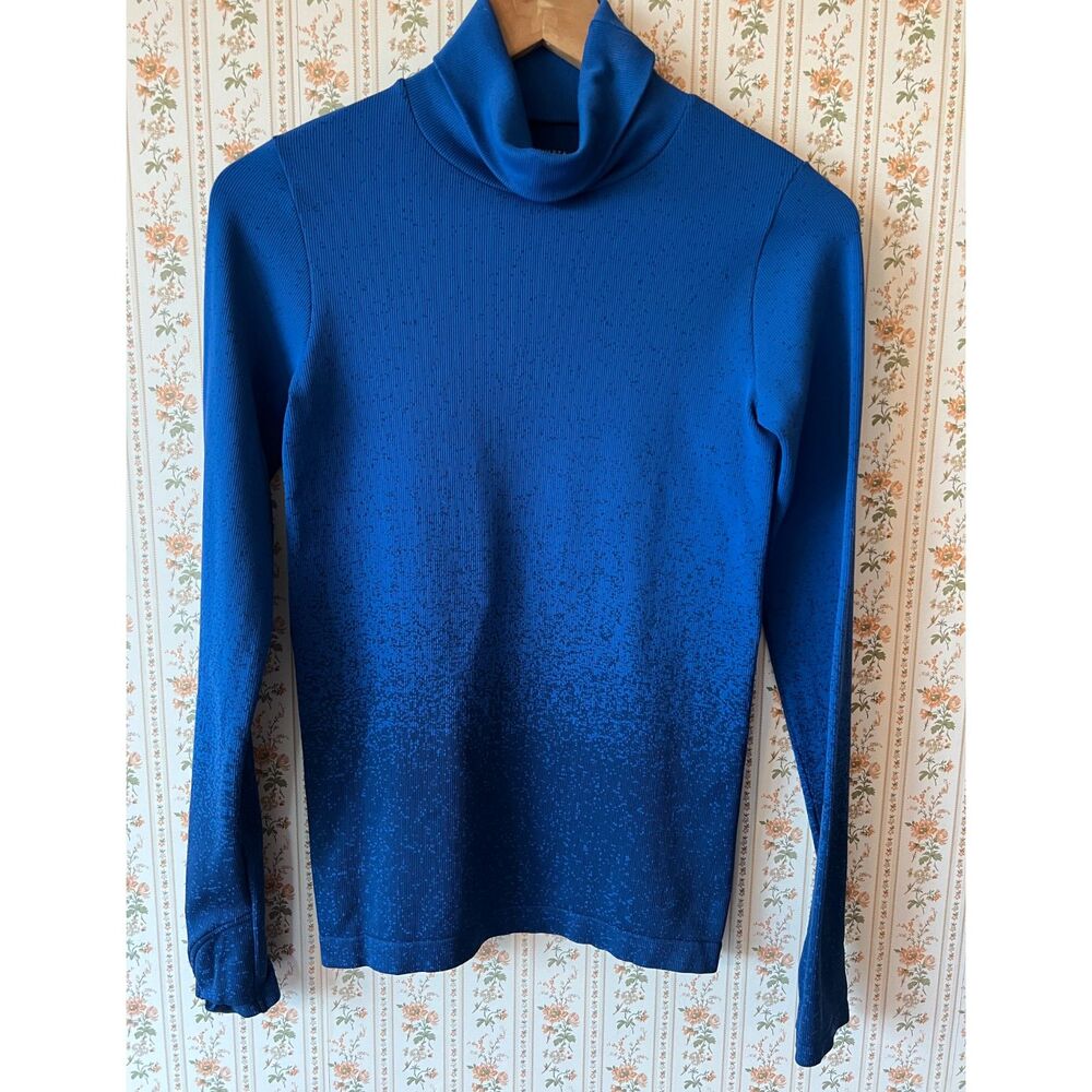 Athleta Flurry Base Layer Long Sleeve Top Women’s Small Blue Ombre Mock Neck